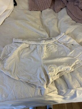 Lightweight White Women's Athletic Shorts with Elastic Waist